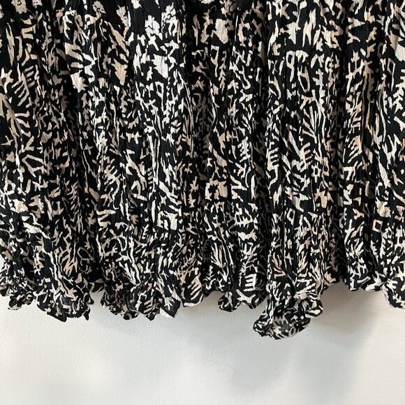 NEW Chaudry Anthropologie Women's Boho Crinkle Maxi Skirt Print Black White 2X - Picture 5 of 8